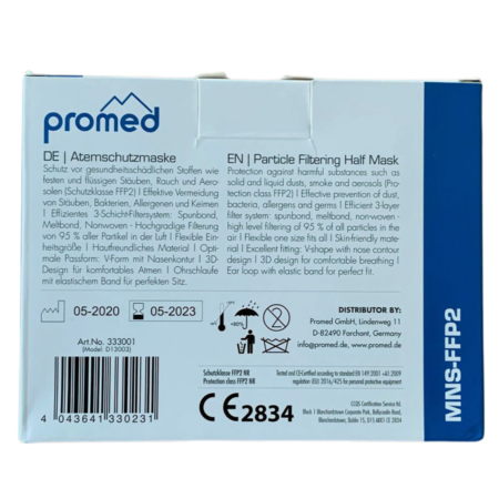Karton mit zertifizierte Atemschutzmaske Promed FFP2